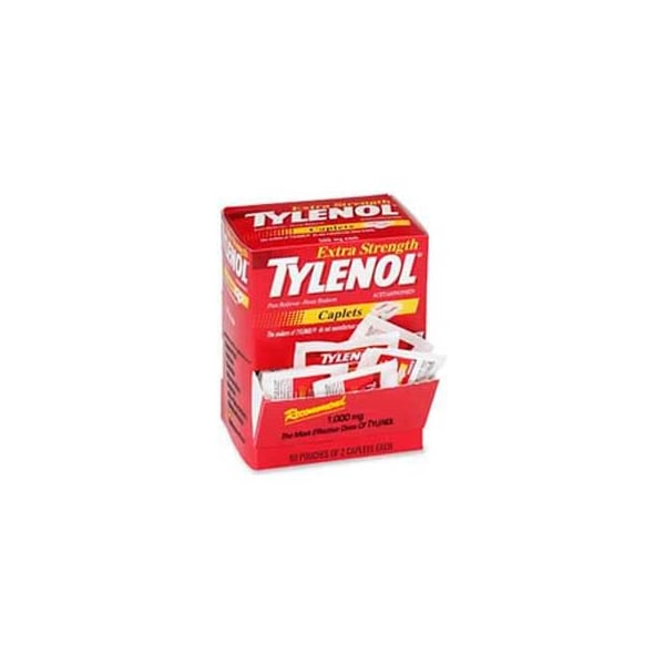Mcneil Industries Tylenol Extra Strength Caplet, Minor Aches, Pains, 50